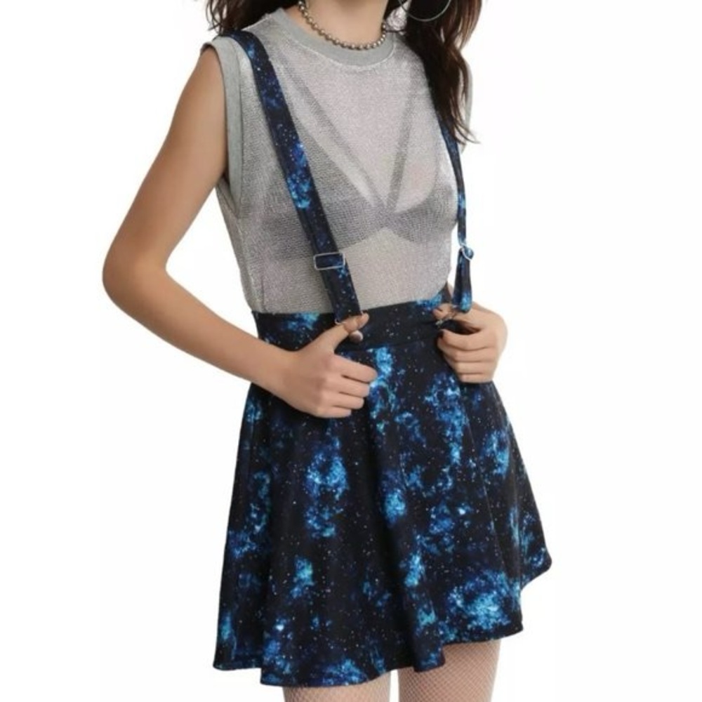 Hot Topic Blue Galaxy Skater Skirt